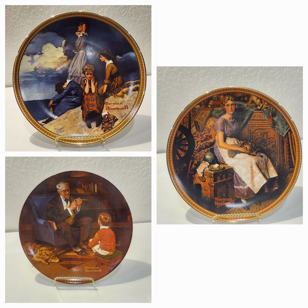 3 NORMAN ROCKWELL COLLECTORS PLATES BY THE BRADFORD EXCHANGE